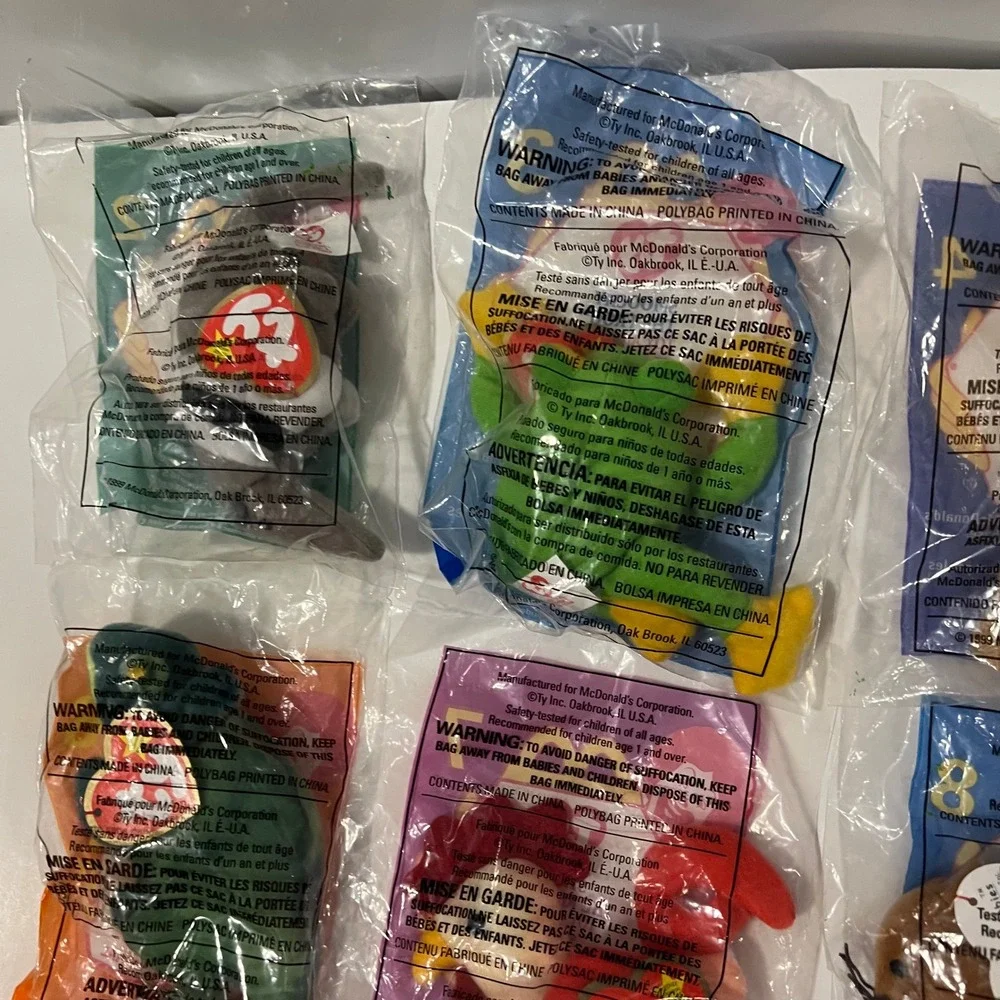 Vintage 1999 McDonalds Ty Teenie Beanie Babies Lot of 11 Sealed Happy Meal Toys